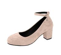 Sandalias informales y elegantes para mujer, zapatos casuales con tacón grueso, perfectas para el uso diario y para combinar con jeans, diseño sin cordones para un ajuste cómodo, Pink, 38 EU