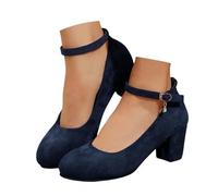 Sandalias informales y elegantes para mujer, zapatos casuales con tacón grueso, perfectas para el uso diario y para combinar con jeans, diseño sin cordones para un ajuste cómodo, azul oscuro, 39 EU