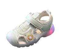 Sandalias LED ligeras antideslizantes para niños y niñas, zapatos de vestir iluminados, cómodos, puntera cerrada, sandalias gruesas con suela suave, fácil de sujetar, ancho ancho, calzado impermeable