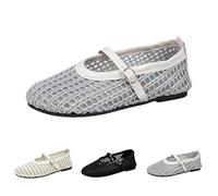 Sandalias Mary Jane de malla para mujer, zapatos de verano con aberturas, mocasines ligeros y transpirables, zapatos cómodos antideslizantes para caminar, correa de hebilla ajustable, calzado plano