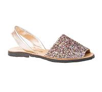 Sandalias Menorquinas en Glitter, Todo Piel Mod.204. Calzado Made in Spain, Garantia de Calidad. (41, Multicolor)