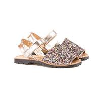 Sandalias Menorquinas para Niñas en Glitter Todo Piel mod203. Calzado infantil Made in Spain, Garantia de calidad. (22, Multicolor)