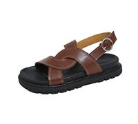 Sandalias Moda Mujer Ortopédica Mujer Verano Caminar Cómodo Plataforma Zapatos Antideslizante Transpirable Ajustable Bohemia Punta Abierta Sandalia Con Tacón Bloque, marrón, 36 EU