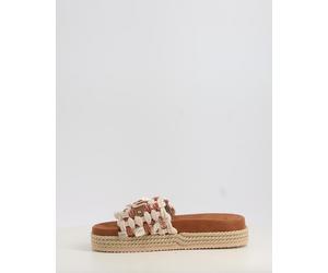 Sandalias Mou MONOBAND ROPE SANDAL FRINGES - BIG LETTER LOGO beig talla 40