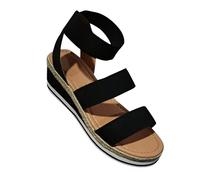 Sandalias Mujer 2025 Sandalias De Playa Casual Para Mujer Corte Verano Primavera Vestidas Occidentales Moda Lindas Sexy De Tacón Cuña Tendencia, Verano Cómodo Ortopédico, Le Noir, 35 EU