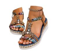 Sandalias Mujer 25 Horas Sandalia Mujer Negra Sandalias Verano Blancas Bohemias Veraniegas con Tira en Tobillo Tacón Cuña Abierta y Tejido Trenzado para Zapatos Paseos Urbanos