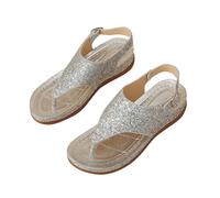 Sandalias Mujer 43 Zapatos Mujer Verano Comodos Sandalias Grandes de Con Correa de Hebilla Una Línea Románica Verano Para Cómodas Senderismo (Silver 41)