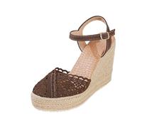 Sandalias Mujer Alpargatas Plataforma Cuñas Sandalias con Cuña Cerrada Zapatos de Verano Zapatos de Verano Zapatos Orthopédicos Espadrilles Slingback Elegantes Sandalias, café, 43 EU