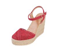 Sandalias Mujer Alpargatas Plataforma Cuñas Sandalias con Cuña Cerrada Zapatos de Verano Zapatos de Verano Zapatos Orthopédicos Espadrilles Slingback Elegantes Sandalias, Vino, 39 EU