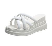 Sandalias Mujer Blanco Cuña Plataau Sandalias de Cuña Muffin Zapatillas Abiertas Slingback Sandalias Huecas Con Correa Cruzada Y Suelas Suave Transpirable Sandalias Mujer Boca De Pescado Sandalias De