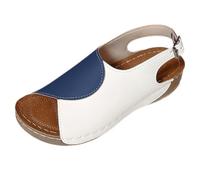 Sandalias Mujer Caminar Sandalias Planas Mujer Zapatos de Verano Nuevos Con Fondo Grueso Y de Pez,A Juego Con Colores Comercio Exterior,Para Confort Tallas (Blue,37)