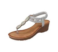 Sandalias Mujer Chanclas de cuña | Entre-Doigt Bohemio con Rhinestones, Bride Trasera, Cuero, Gran Tamaño, Suela Gruesa | Verano, Playa, Vacaciones, Salida Diario, Estilo Casual, Plata 01., 40 EU