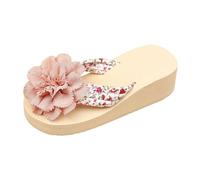 Sandalias Mujer | Chaquetas de cuña con cremallera, Brida Entre-Doigt Estampado Florida, Flor Grande en Relief, Suela Gruesa Plataforma | Exterior Verano, Playa, Vacaciones, Estilo Bohemio Casual, 01