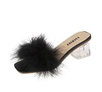 Sandalias Mujer Chic Y Elegante Noche - Zapatos Mujer Tacón Bloque Escarpas Abierta Desnuda Cómodo Zapato Transpirable Sandalette Cuero Sala Ortopédica Sandalia Caminar Desnudo Pies, Negro , 41 EU