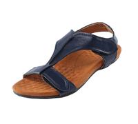 Sandalias Mujer Comfy Orthotic Sandals Womens Arch Support Flat Sandals Flat Arch Masaje Casual Beach Cómodo Sandalias Punta Abierta de Playa Sandalia Mujer ante Vintage con tacón cuadrado, azul