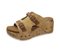 Sandalias Mujer Cómodas con Cuña - Chanclas Mujer Ligeras de Viaje Zapatillas Transpirables Antideslizantes Mar Zapatillas de Trabajo con Hebilla Ligero Zapatos para Caminar Vacaciones Jardín, verde