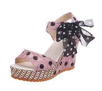 Sandalias Mujer Comodas Pies Anchos Zapatos Verano Damas Fashion Footwear Zapatos de plataforma Cuñas de encaje Sandalias femeninas Heel Negras Mujer Ortopedicas Zapato Verano (Pink 38)