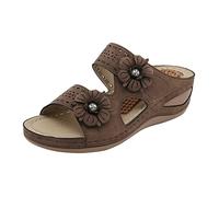 Sandalias Mujer Comodas Verano Chanclas Cuña Mujeres Verano Flores Casual Punta Abierta Cuñas Masaje Zapatillas de Fondo Transpirable Resbalón En Sandalias Mujer Tacon Medio Chanclas (Bw2 38)