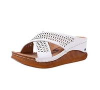 Sandalias Mujer Comodas Verano Chanclas de Dedo Outdoor Fashion Heels Femenino Casual Slippers High On Shoes And Shoes Slippers Sandalias Cerradas Por Delante Vestir Mujer (White 37)