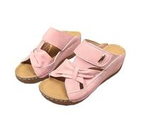 Sandalias Mujer Comodas Verano Chanclas Pala Sandalias de Punta Abierta Para Mujer Informales de Verano Con Cuña Hueca Sin Cordones Cómodas Para Caminar Vestir Negras (Pink 38)