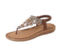 Sandalias Mujer Comodas Verano Sandalias Rosa Palo Planas Con Correa Para Mujer Zapatos de Vestir Con de Imitación Cómodos Punta Cerradas Verano (Brown 37)