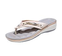 Sandalias Mujer Comodas Vestir Zapatos Comodos Zapatos de Mujer Chanclas de Cuña A La Calidad Cómoda Gruesa Zapatillas Playa Con Cuña Sandalias Deportivas Verano Pala (Beige 42)