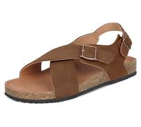 Sandalias Mujer con Corcho Zapatillas Punta Abierta Planas Ajustables Mules Chanclas Verano Cómodas Marrón 42