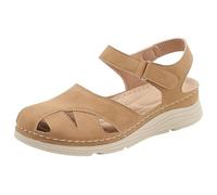 Sandalias Mujer Con Tacón Delantero Cerrado, Sandalias Mujer Negro Elegante Sandalia Con Tejido Reusable Fastener Cómoda Sandalia Frente A Cuña Sandalias Laterales Abiertas Al Aire Libre, marrón, 42