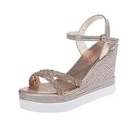 Sandalias Mujer Cuña Alta Verano Plataforma Sandalias Esparto De Vestir Ortopédicas Con Hebilla Casual Punta Abierta Sandalia Alpargatas Tacon Flexibles Moda Antideslizantes Playa Fiesta Boda Ofertas