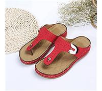 Sandalias Mujer Dressy Summer con Soporte para el Arco Dressy Antideslizante Sandalias cómodas Chanclas Casuales,Red,US10/EU42
