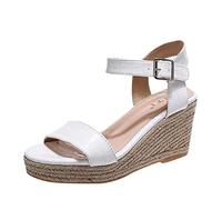 Sandalias Mujer Ete Chic - Sandalias de cuña para mujer, zapatos casuales, plataforma, elegante, zapatos suelas suaves, transpirable, claqueta confort con tacón alto, blanco, 42 EU