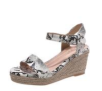 Sandalias Mujer Ete Chic - Sandalias de cuña para mujer, zapatos casuales, plataforma, elegante, zapatos suelas suaves, transpirable, claqueta confort con tacón alto, beige, 42 EU