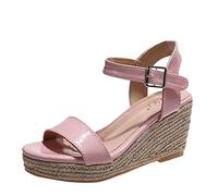Sandalias Mujer Ete Chic - Sandalias de cuña para mujer, zapatos casuales, plataforma, elegante, zapatos suelas suaves, transpirable, claqueta confort con tacón alto, rosa, 42 EU