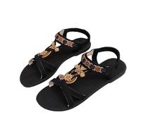 Sandalias Mujer Planas De Vestir Verano Oferta Zapatos Planos Casual Rhinestone Zapatillas Playa Punta Abierta Bohemias Sandalia Doradas Fiesta Flor Tobillo Correa Elástica Sandals Women Boda