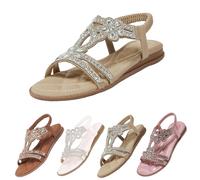Sandalias Mujer Planas Traseras Cerradas Sandalias Brillo Mujer Verano Sandalias Playa Zapatos Rhinestone Zapatos Con Plantilla Sandalias Al Aire Libre Moda Zapatos Descalzos Cómodos Zapatos de Mujer