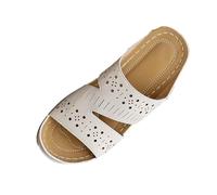 sandalias mujer Sandalias cómodas sin cordones para mujer con punta abierta y tacón de cuña para uso diario casual en temporada primaveral veraniega y (Beige, 39)
