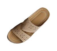 sandalias mujer Sandalias cómodas sin cordones para mujer con punta abierta y tacón de cuña para uso diario casual en temporada primaveral veraniega y (Khaki, 42)