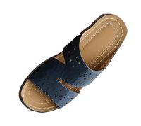 sandalias mujer Sandalias cómodas sin cordones para mujer con punta abierta y tacón de cuña para uso diario casual en temporada primaveral veraniega y (Blue, 43)