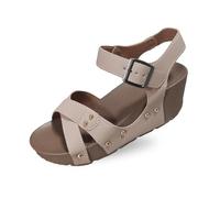 sandalias mujer Sandalias de de Cuero con Punta Abierta y Tiras para Mujer - Zapatos Cómodos Antideslizantes para la Temporada Estival (Beige, 37)