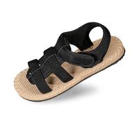 Sandalias Mujer Sandalias de femeninas para uso diario informal con diseño de tela y punta abierta planas sin cordones para temporada primavera verano y combinar con atuendos de ocio (Black, 37)
