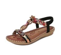 Sandalias Mujer Sandalias de Mujer Elegantes y Cómodas para Uso Diario con Diseño Bohemio para Vestir con Vestidos o Pantalones Casuales Ideales para Actividades de Verano al Libre (Black, 41)