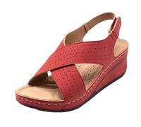 Sandalias Mujer-Sandalias De Mujer para Fascitis Plantar CóModas con CuñA Y Punta Abierta con Tira En El Tobillo Ajuste Ancho con AmortiguacióN Y Soporte para El Arco Sandalias Cuero Mujer Planas