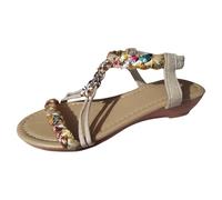 Sandalias Mujer Sandalias de Playa para Mujer con Diseño Estampado Floral y de Bloques Coloridos (White, 42)