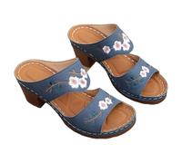 sandalias mujer Sandalias elegantes de tacón para mujer con punta abierta y diseño fijo para uso diario en temporada primavera verano (Blue, 42)