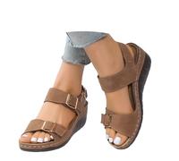 sandalias mujer Sandalias elegantes para mujer con punta abierta de tacón medio ideales para uso diario en temporada primavera verano (Brown, 38)