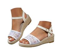 Sandalias Mujer Sandalias Mujer Comodas, Sandalia Mujers Verano Sandalias De Tira Única Cuña Grueso Con Soporte del Arco Ajustables De Yute Casuales Estilo Chunky Bohemias Para Caminar Con Hebilla