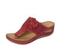 Sandalias Mujer Sandalias Mujer Verano Cómodas, Mulas De Cuero Vintage, Plataforma, Cuentos, Zapatillas Ortopédicas Prima, Zapatillas De Playa De Verano Talla Sandalettes Mujer, rojo, 41 EU