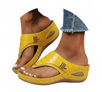 sandalias mujer,sandalias,Women's Fashion Casual Summer Style Solid Color Fish Mouth Thick Bottom Slippers De (Yellow, 43)
