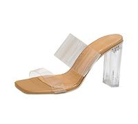Sandalias Mujer Tacón Alto Cuadrado, Mulas Mujer De Tacón Puntera Cuadrada, Zapatilla Mujer Punta Abierta, Claquetas Apoyo Deseo Plantar, Moda Zapatos Verano Elegante Simple Ligera, Chanclas De