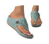 Sandalias Mujer Tacón Cuña Ortopédicas Ajuste Ancho con Soporte de Arco - Chanclas Playa Antideslizantes para Fascitis Plantar, Zapatos Ligeros Cómodos con Tira Interdigital para Senderismo/Exterior
